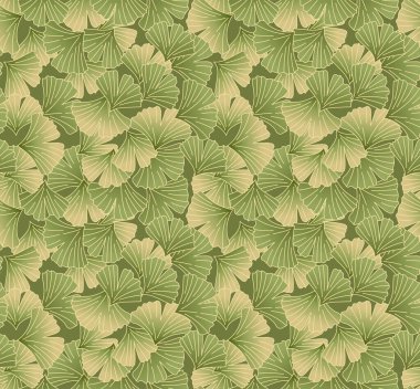 Japon Yeşil Ginkgo Yaprak Vektörü Kusursuz Desen