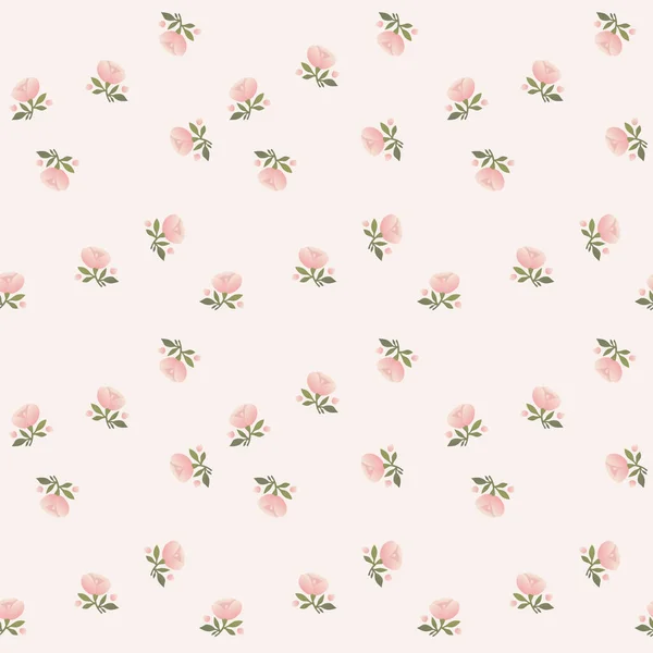 Японская Прелестная Розовая Роза Листья Вектора Бесшовный Шаблон — стоковый вектор