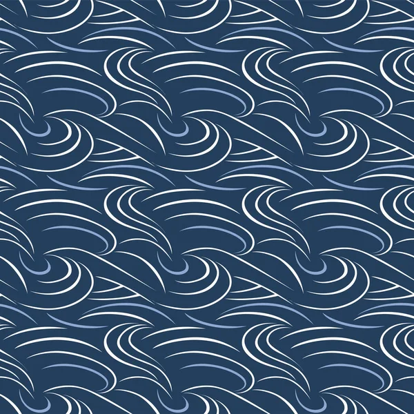 Japanische Swirl Line Ocean Vector Nahtloses Muster — Stockvektor