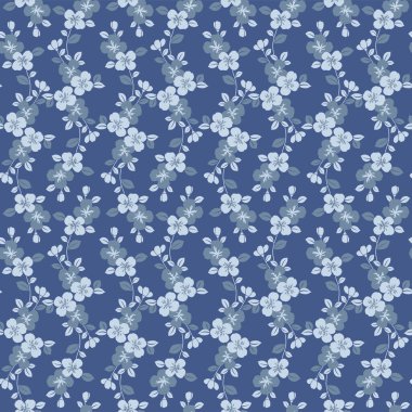 Japon Çiçek Yaprağı Kıvrımlı Sarmaşık Vektörü Kusursuz Desen