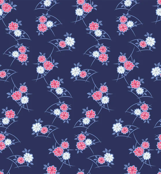 Japanisches Blumenblatt Fächermotiv Vector Seamless Pattern — Stockvektor