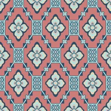 Japon Çiçeği Elmas Mozaik Vektörü Kusursuz Desen