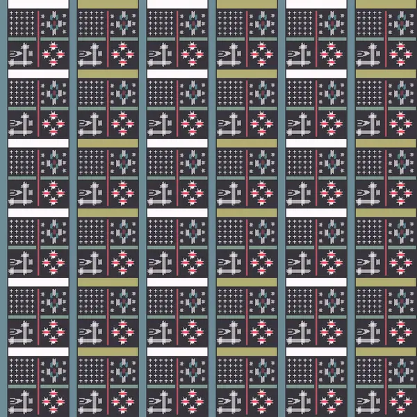 Japanse Cross Shape Line Square Vector Naadloos Patroon — Stockvector