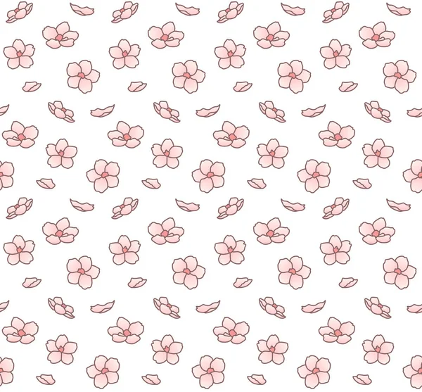 Japanese Cherry Blossom Flower Fall Vector Seamless Pattern — Stock Vector