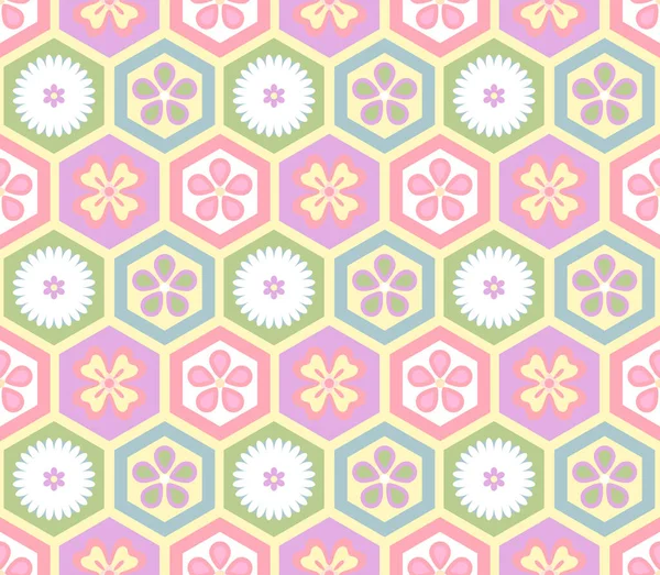 Japanisches Blumenmotiv Hexagon Vector Seamless Pattern — Stockfoto