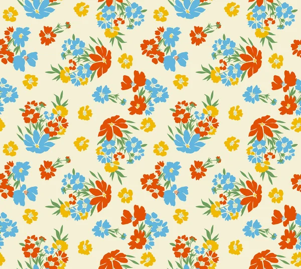 Japanese Pretty Garden Bouquet Vector Seamless Pattern