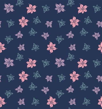 Japon Tatlı Vahşi Çiçek Vektörü Kusursuz Desen