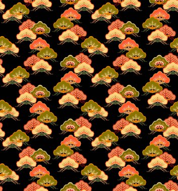 Japon Lüks Çam Yaprak Vektörü Kusursuz Desen