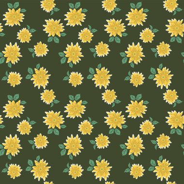 Japon Klasik Çiçek Yaprak Vektörü Kusursuz Desen