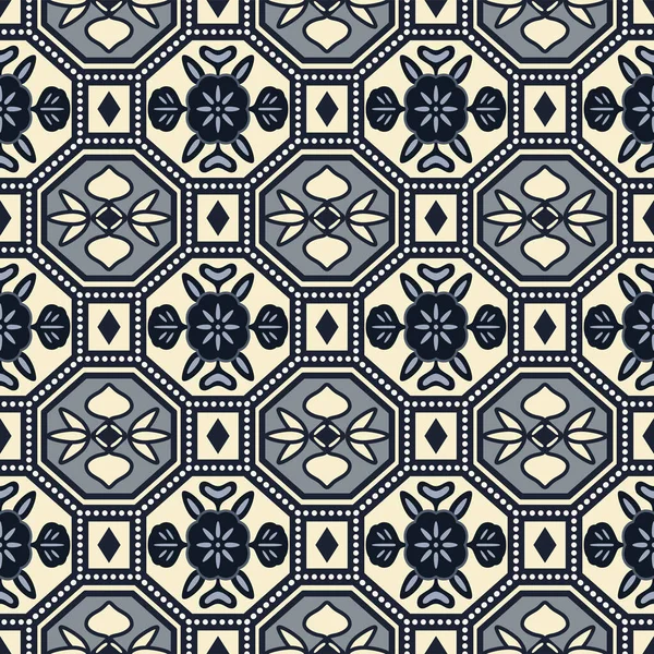 Japanska Blomma Octagon Mosaik Vektor Sömlös Mönster — Stock vektor