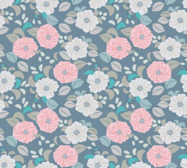 Japon Tatlı Çiçek Yaprak Vektörü Kusursuz Desen