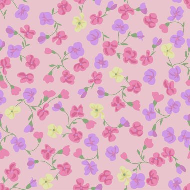 Japanese Pretty Garden Flower Vector Seamless Pattern