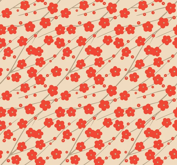 日本の桜ブランチラインベクトルシームレスパターン — ストックベクタ