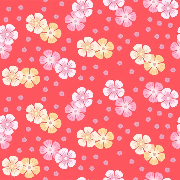 Japanese Cherry Blossom Fall Vector Seamless Pattern — Stock Vector
