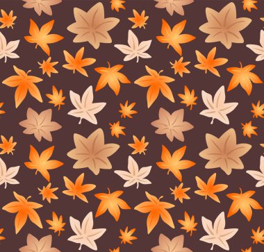 Japon Turuncu Akçaağaç Yaprağı Sonbahar Vektörü Kusursuz Desen