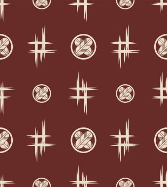 Japon Haç Şekli Çember Motif Vektörü Kusursuz Desen
