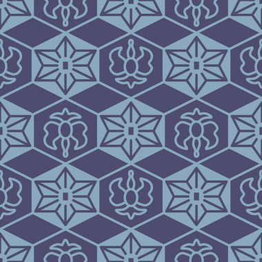 Japon Hexagon Yıldızı Motif Vektörü Kusursuz Desen
