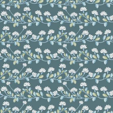 Japon Vahşi Çiçek Dalı Vektörü Kusursuz Desen