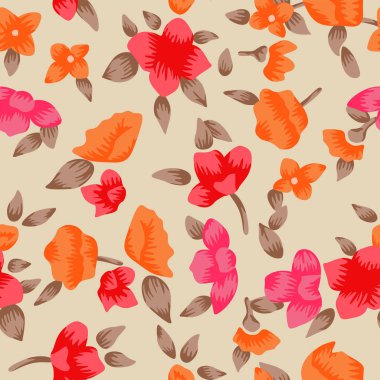  Japon Tatlı Tropikal Çiçek Yaprak Vektörü Kusursuz Desen