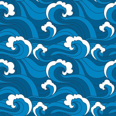 Japon Klasik Fırtına Dalgası Vektörü Kusursuz Desen