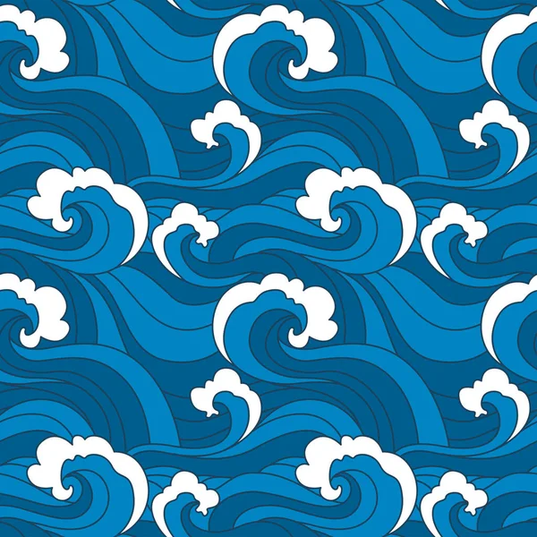 stock vector Japanese Classic Storm Wave Vector Seamless Pattern