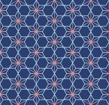 Japon Disko Altıgen Yıldız Hattı Vektörü Kusursuz Desen