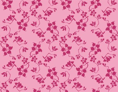 Japon Vahşi Çiçek Dalları Vektörü Kusursuz Desen