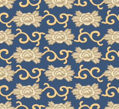 Japon Lüks Çiçek Motif Vektörü Kusursuz Desen