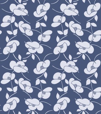 Japon Kıvrımlı Çiçek Motif Vektörü Kusursuz Desen