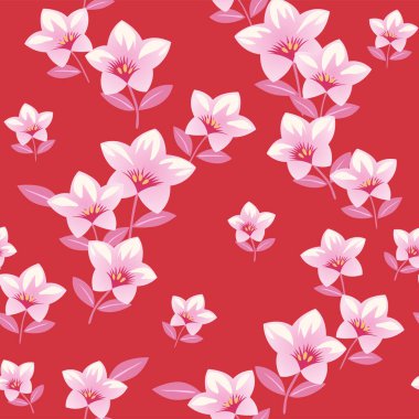 Japon Çiçeği Yaprak Kökü Vektörü Kusursuz Desen