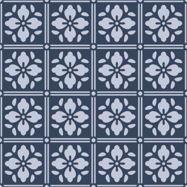 Japon Kare Çiçek Vektörü Kusursuz Desen