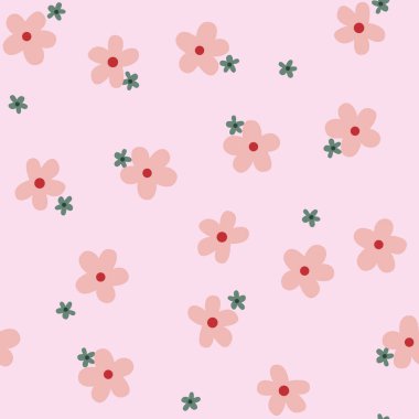 Japon Şirin Pembe Çiçek Sonbahar Vektörü Kusursuz Desen