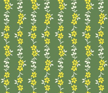 Japon Vahşi Çiçek Çizgili Vektör Kusursuz Desen