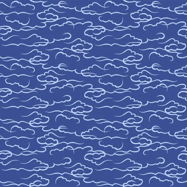 Japanische Wolkenkunst Linienvektor Nahtlose Muster Stockvektor