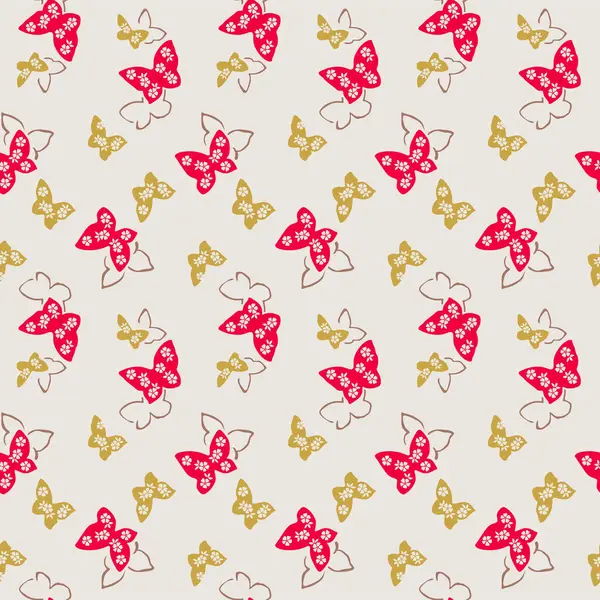 Japon Çiçek Kelebeği Vektörü Kusursuz Desen