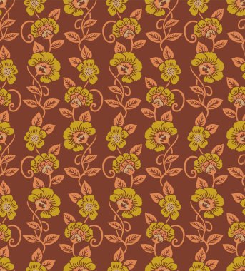 Japon Lüks Çiçek Vine Vektörü Kusursuz Desen