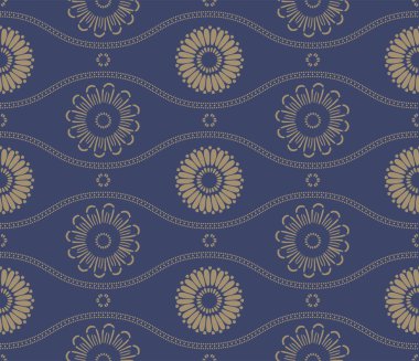 Japon Çemberi Dalgalı Çizgi Vektörü Kusursuz Desen