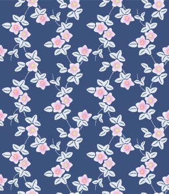 Japon Güzel Çiçek Yaprak Dalı Vektörü Kusursuz Desen