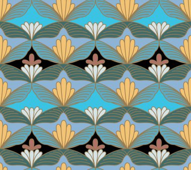 Japon Fan Çiçeği Dalga Vektörü Kusursuz Desen