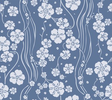 Japon Çiçek Vine Vektörü Kusursuz Desen