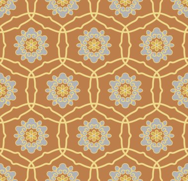 Japon Çiçeği Altıgen Vektörü Kusursuz Desen