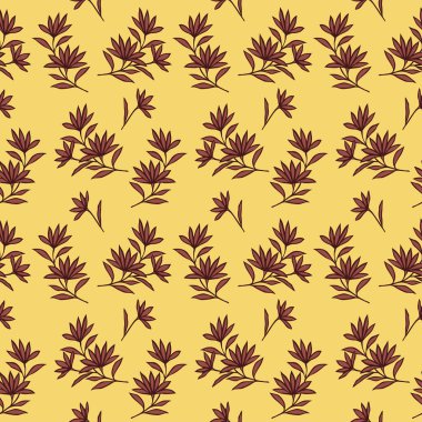 Japon Çiçeği Yaprak Dalları Vektörü Kusursuz Desen