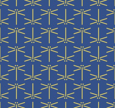 Japon Dragonfly Hattı Motif Vektörü Kusursuz Desen