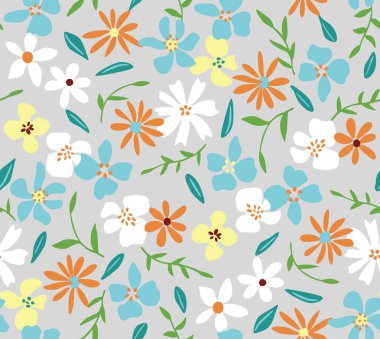 Japon Güzel Vahşi Çiçek Yaprak Vektörü Kusursuz Desen