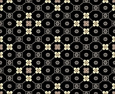 Japon Şirin Çiçeği Sekizgen Ağ Vektörü Kusursuz Desen