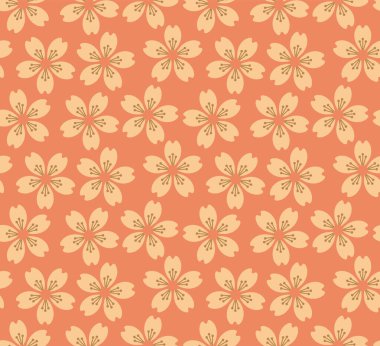 Japon Kiraz Çiçeği Sonbahar Vektörü Kusursuz Desen