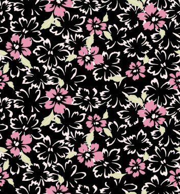 Japon Vahşi Çiçek Vektörü Kusursuz Desen