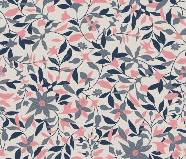 Japon Romantik Yaprak Vine Vektörü Kusursuz Desen