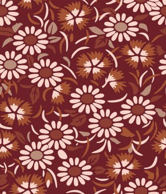 Japon Yuvarlak Bahçe Çiçek Vektörü Kusursuz Desen