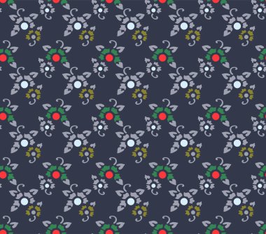 Japon Kıvrımlı Çiçek Motif Vektörü Kusursuz Desen